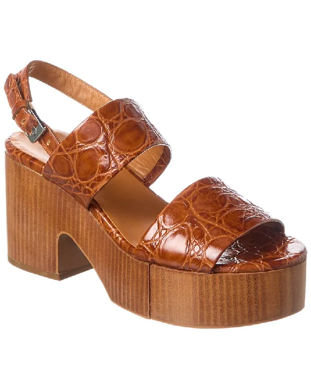 Clergerie Cora Embossed Leather Sandal