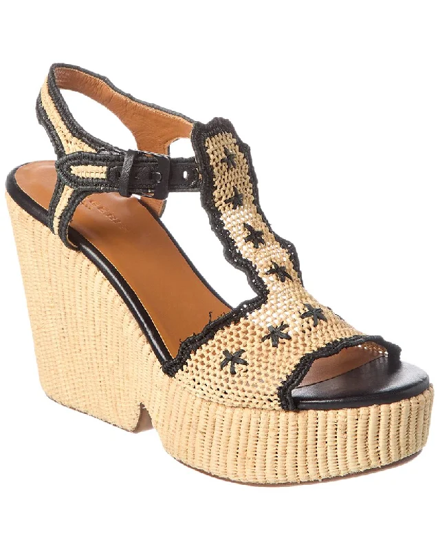 Clergerie Dara Raffia Wedge Sandal