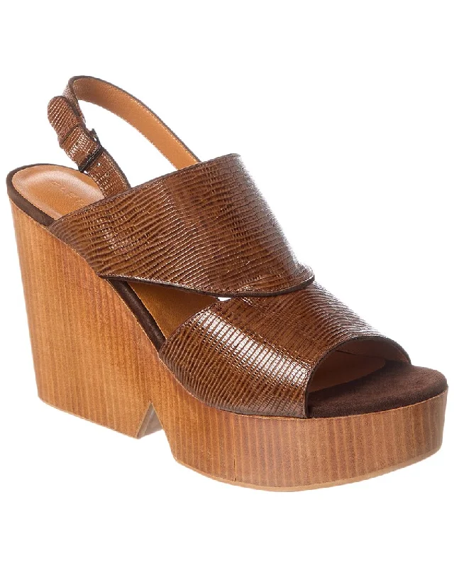 Clergerie Dido Embossed Leather Wedge Sandal