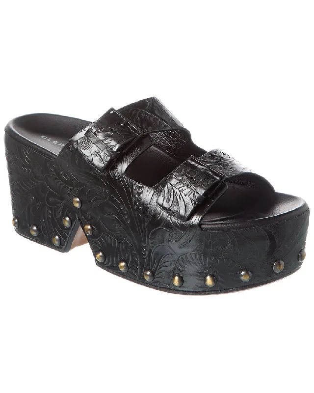 Clergerie Esab Embossed Leather Platform Sandal