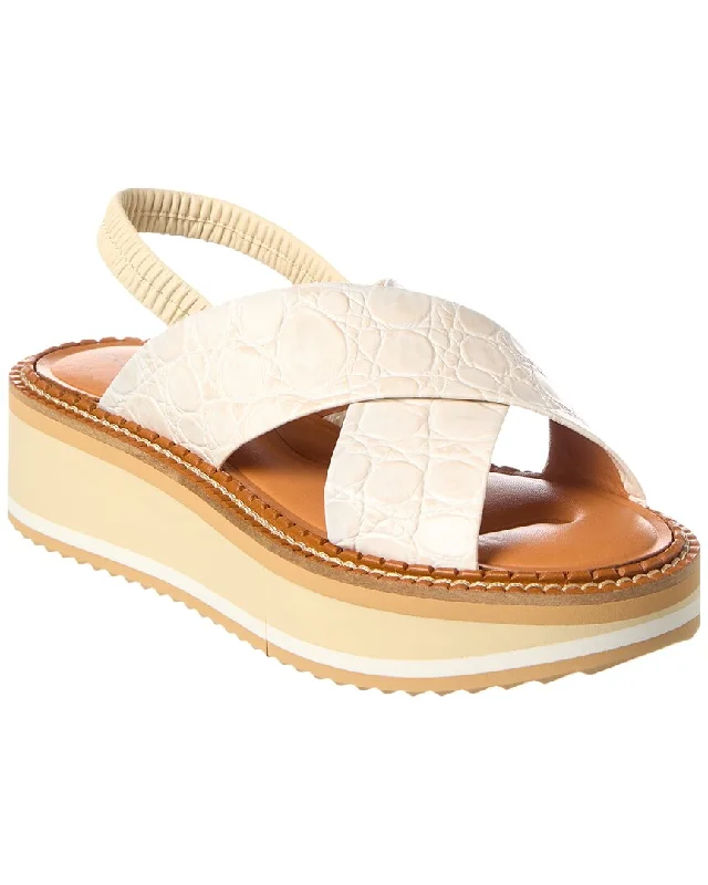 Clergerie Freedoc Croc-Embossed Leather Sandal