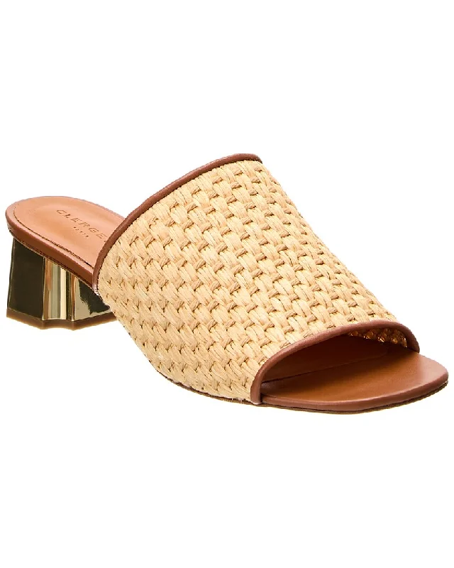 Clergerie Lamop Raffia & Leather Sandal