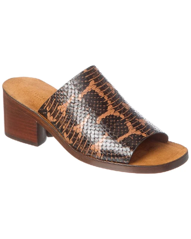 Clergerie Vinny Snake-Embossed Leather Sandal