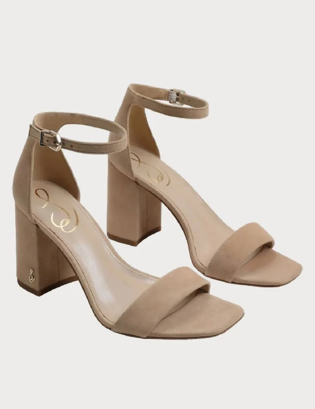 Daniella Block Heel Sandal In Oatmeal Suede