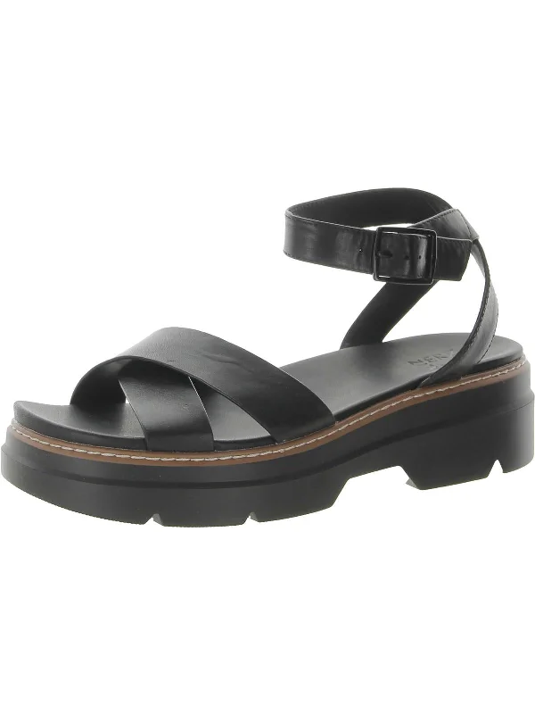 Darry Womens Leather Ankle Strap Platform Sandals