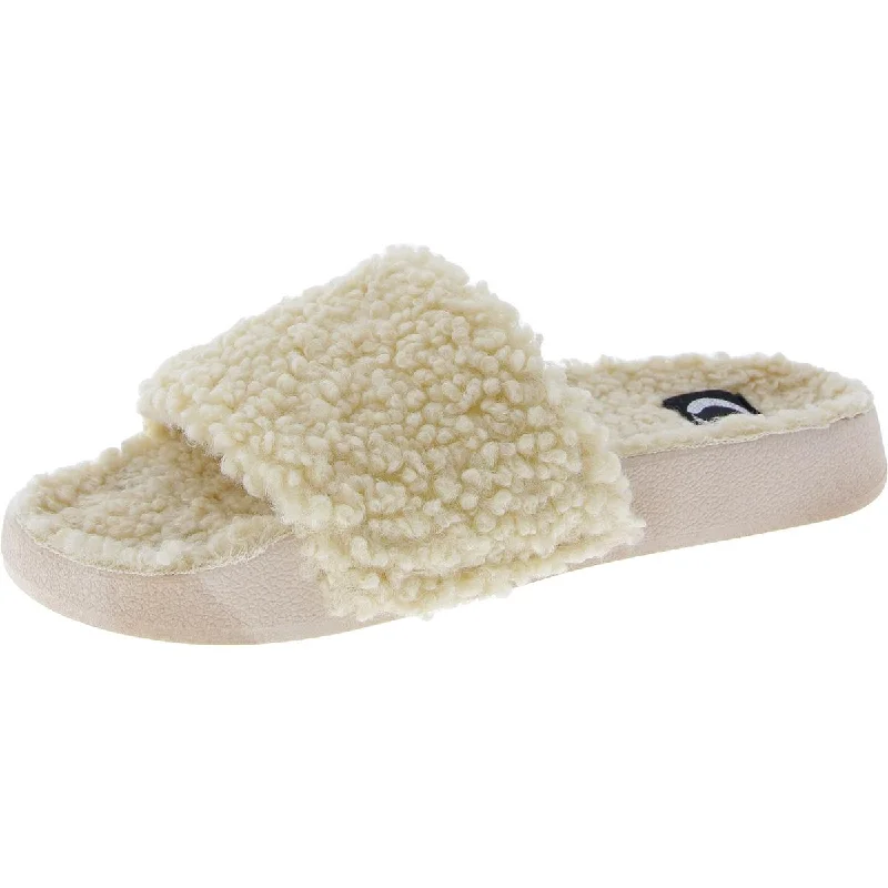 Haimi Womens Slip On Faux Fur Lined Slide Sandals