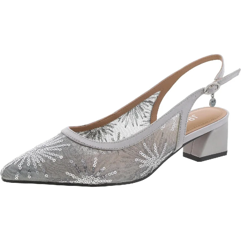 J. Renee Womens Sequined Pointed toe Slingback Heels