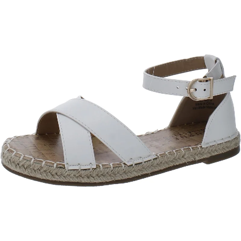 Journee Collection Womens Faux Leather Ankle Strap Espadrilles