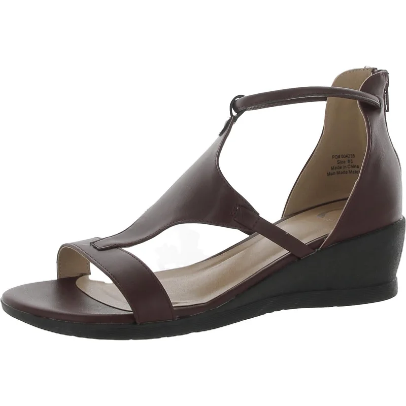 Journee Collection Womens Faux Leather Strappy Wedge Sandals