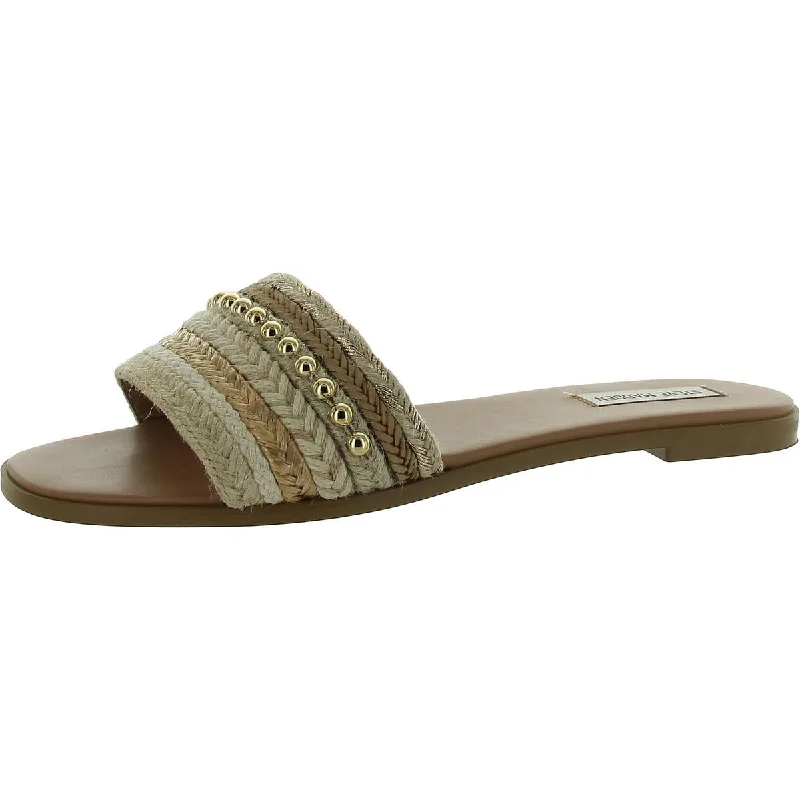 Kassi Womens Metallic Espadrille Slide Sandals