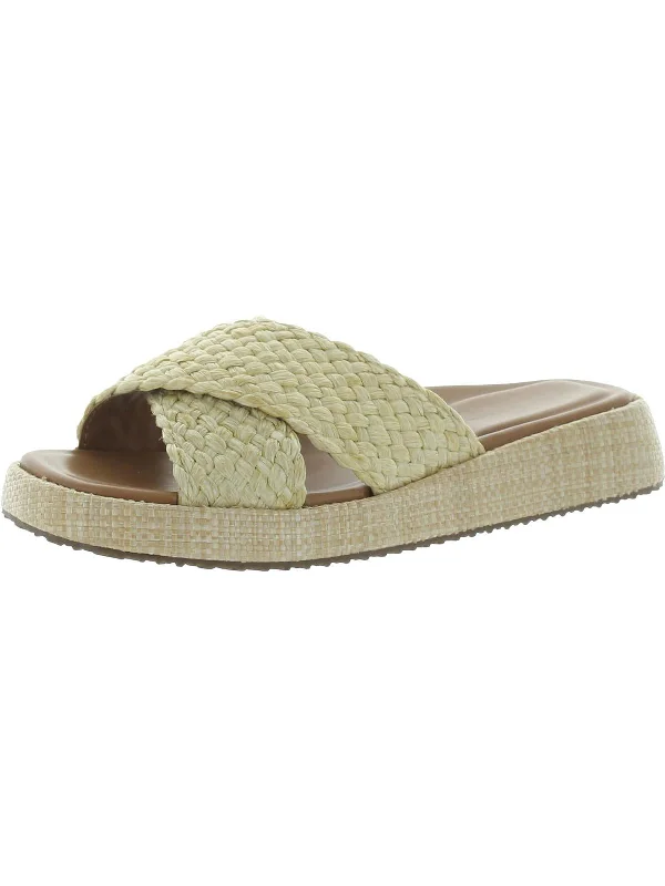 Linzi 12 Womens Woven Raffia Slide Sandals