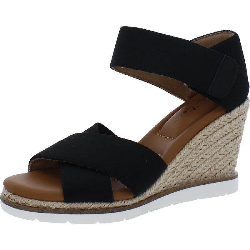 Me Too Womens Gemma Criss-Cross Canvas Wedge Sandals