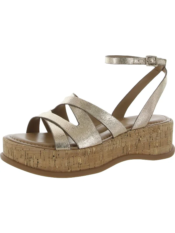 Riley Womens Faux Leather Metallic Ankle Strap