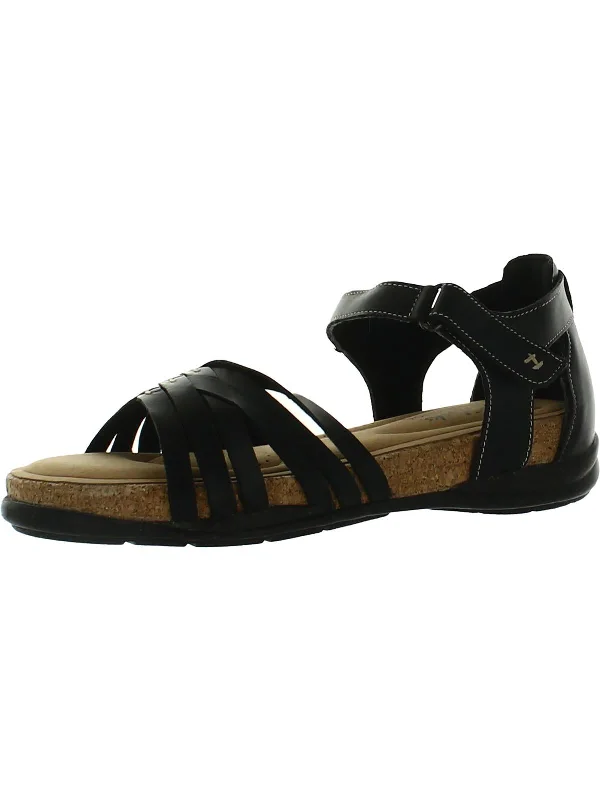 Roseville Cove Womens Leather Comfort Wedge Sandals