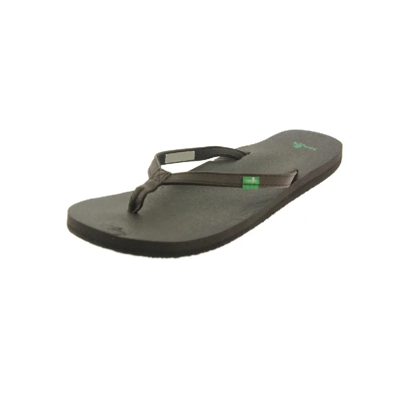 Sanuk Womens Yoga Joy Faux Leather Slide Flip-Flops