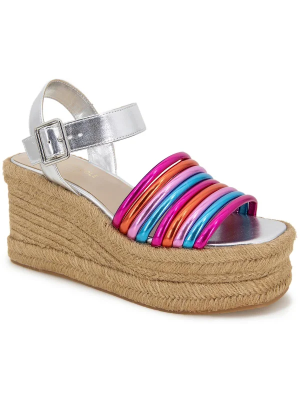 Shelby Womens Metallic Ankle Strap Espadrilles