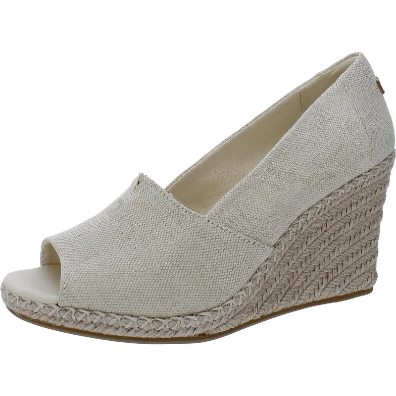 Toms Womens Canvas Peep-Toe Espadrilles