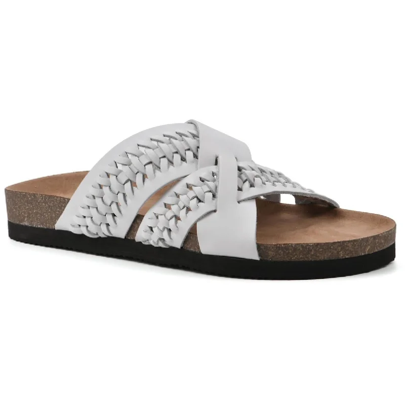 White Mountain Womens HARDING Leather Slip On Slide Sandals