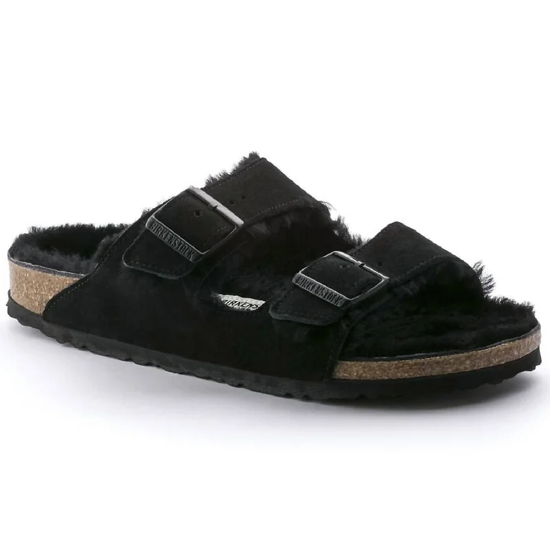 Women's Arizona Shearling Sandals In Black