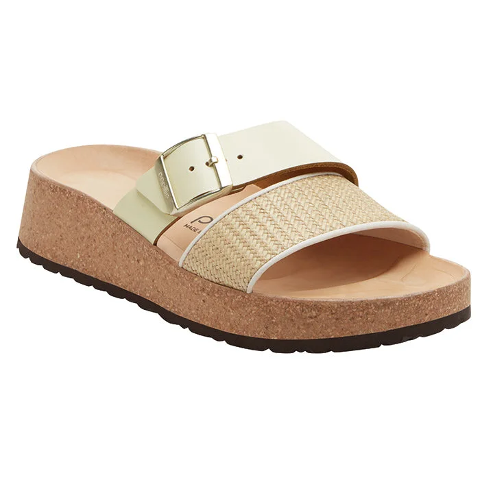 Womens Birkenstock Almina Raffia Narrow in Natural/White