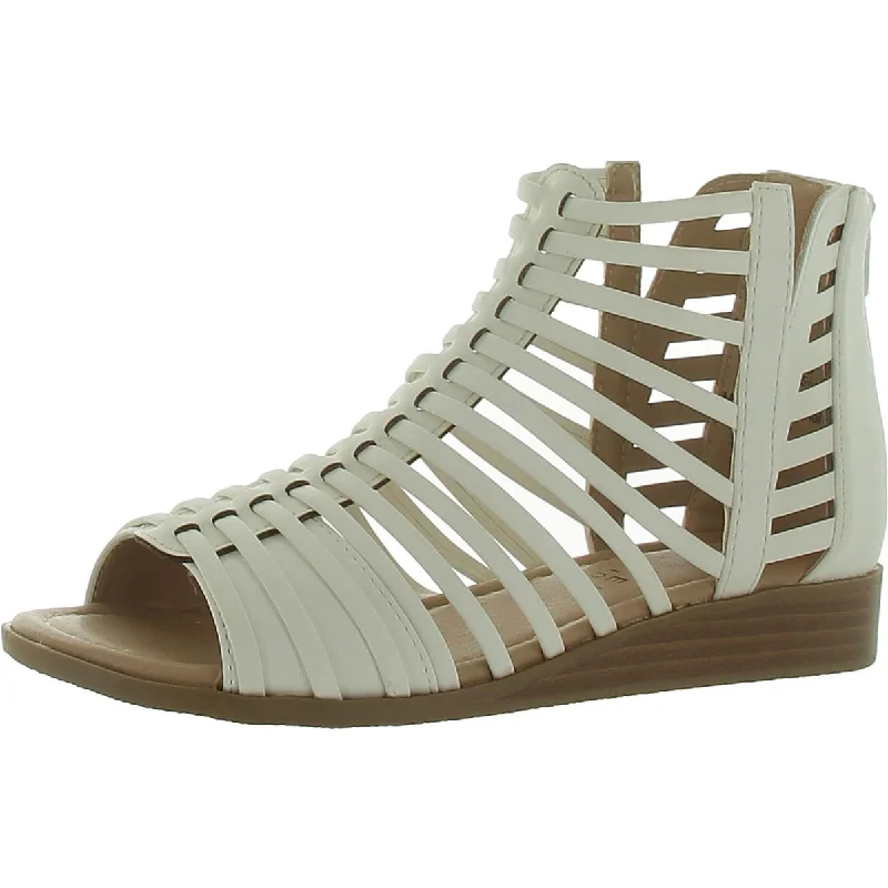 Womens Faux Leather Peep Toe Gladiator Sandals