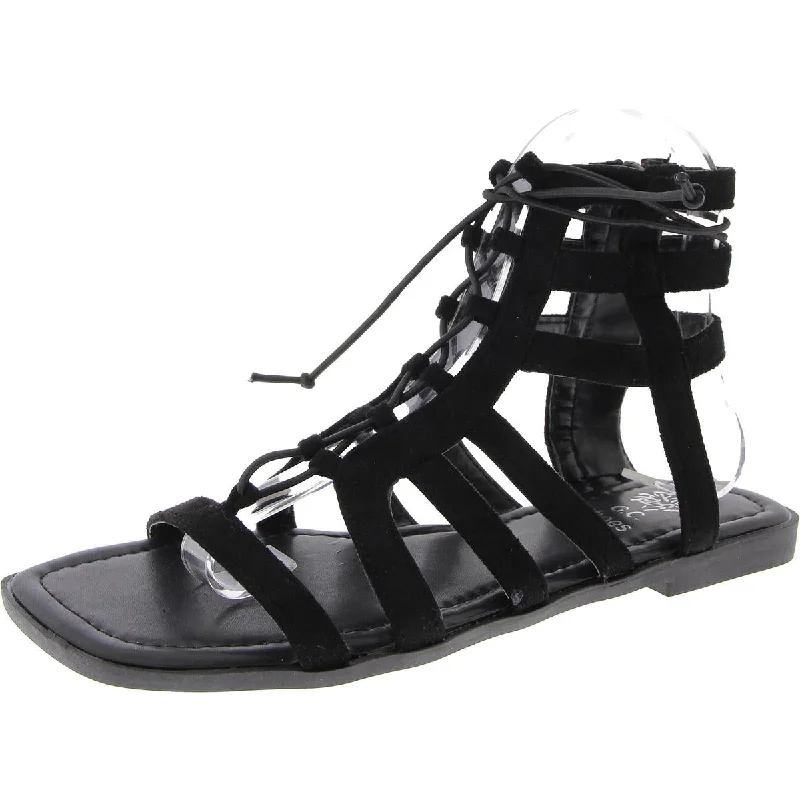 Womens Lace Up Square Toe Gladiator Sandals