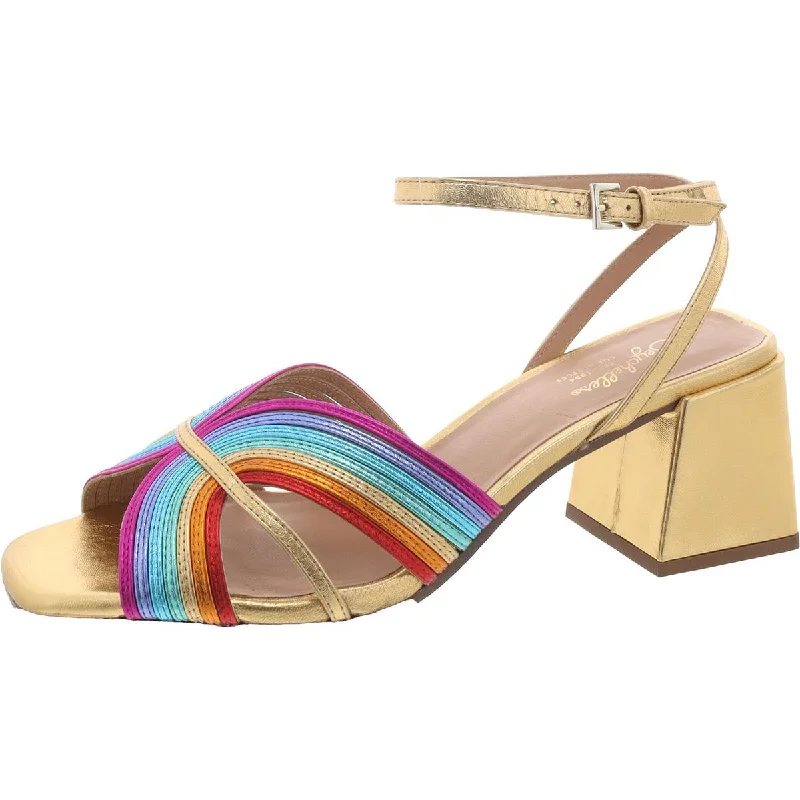 Womens Metallic Square toe Ankle Strap