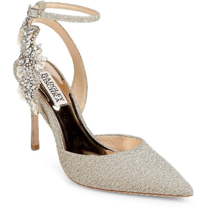 Badgley Mischka Womens Blanca Satin Embellished Pumps