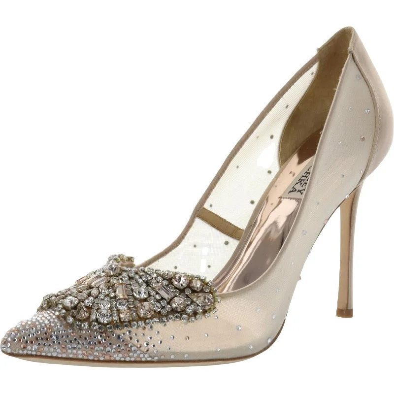 Badgley Mischka Womens Quintana Mesh Embellished Pumps