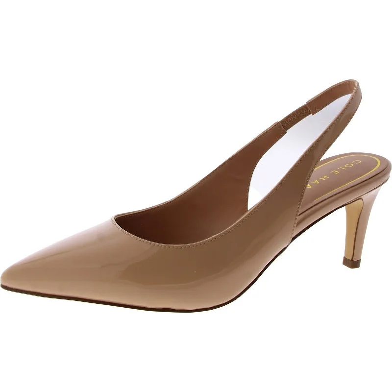 Cole Haan Womens Vandam Sling Pump Patent Pointed Toe Slingback Heels