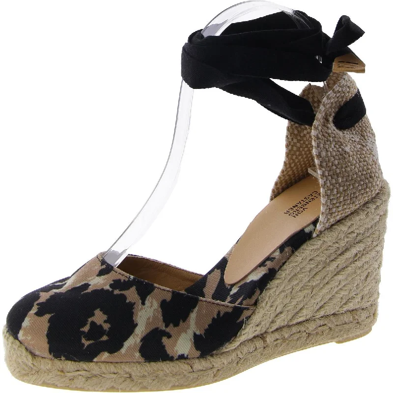 Diane Von Furstenberg Womens Carina Leg Strap Round Toe Wedge Heels