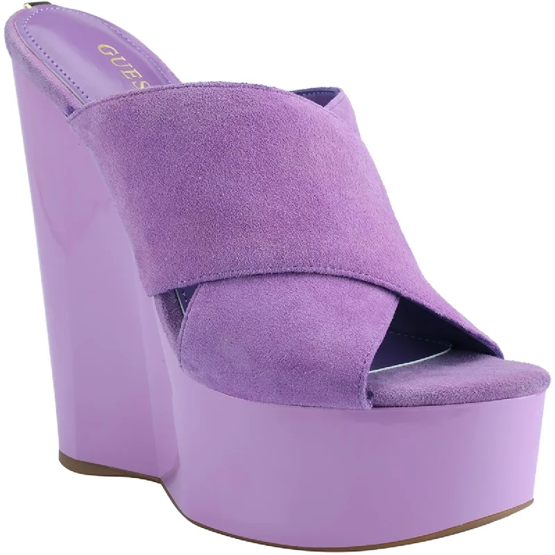 Guess Womens Teisha Suede Slip On Wedge Heels