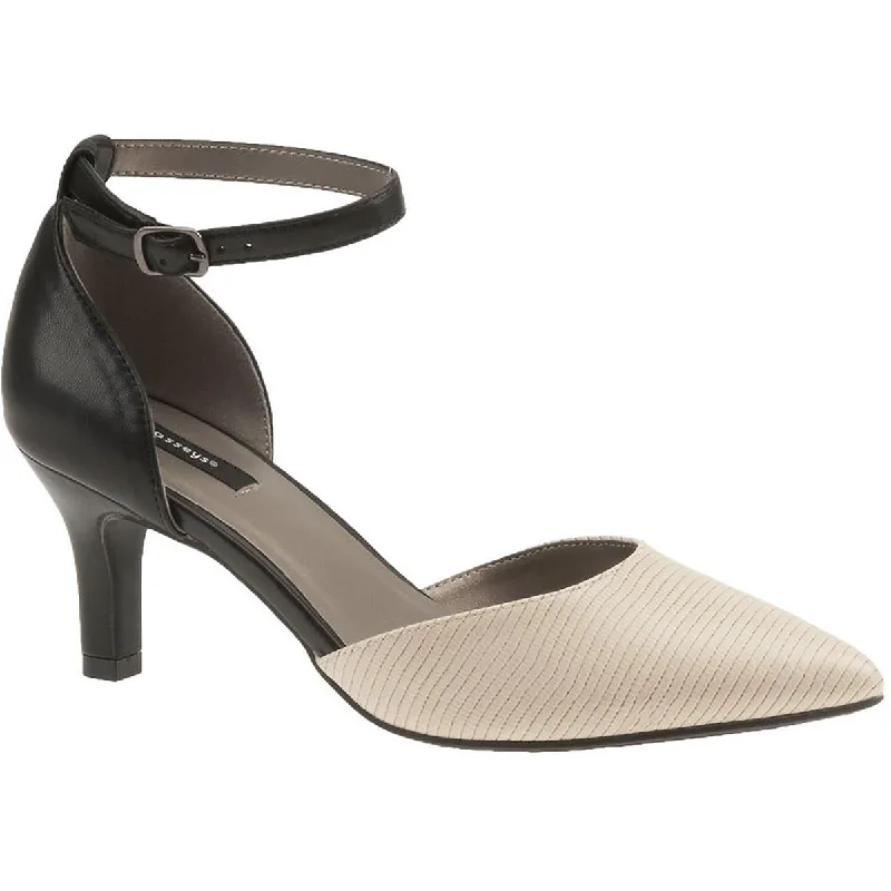 Masseys Womens Lynley Faux Leather Ankle Strap Pumps