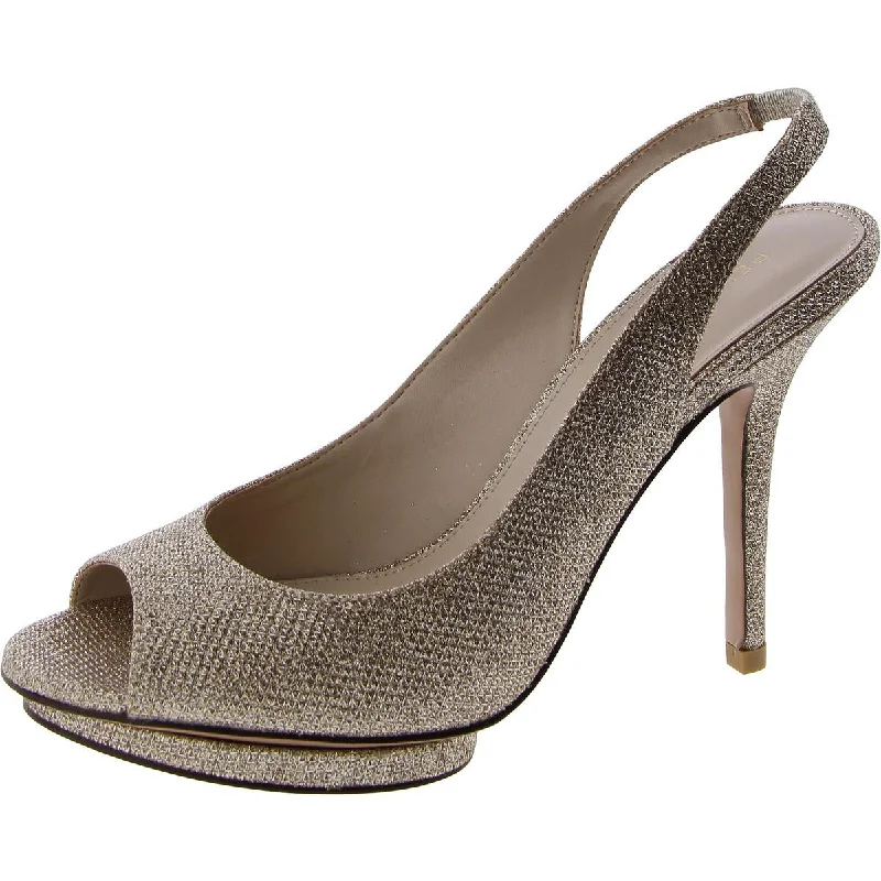 Pelle Moda Womens Rimma Peep-Toe Glitter Slingback Heels