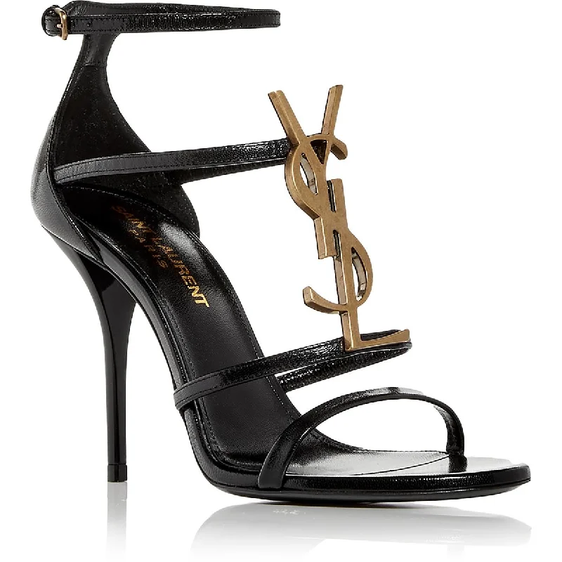 Saint Laurent Womens Cassandra Leather Ankle Strap Pumps