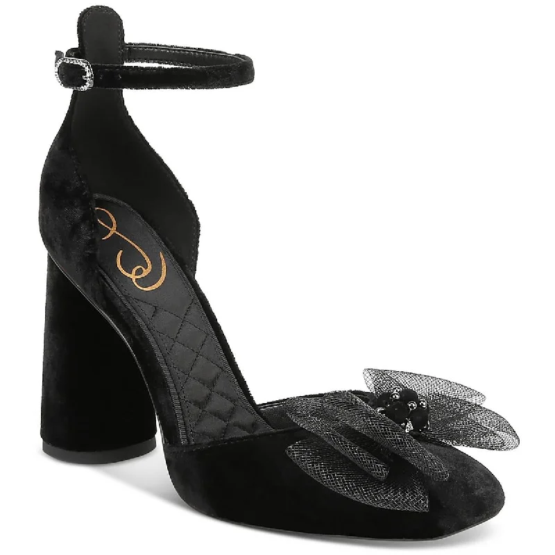 Sam Edelman Womens COLTER Velvet Bow Ankle Strap