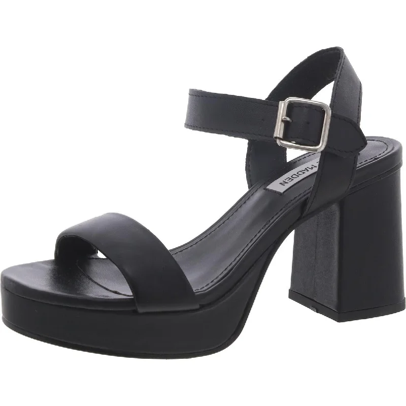 Steve Madden Womens Faux Leather Block Heel Platform Heels