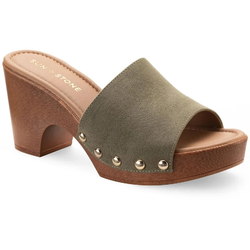 Sun + Stone Womens ALINA Leather Open Toe Clogs