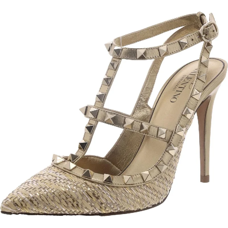 Valentino Garavani Womens Metallic Studded Ankle Strap