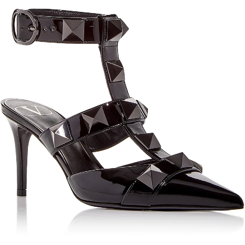 Valentino Womens Leather Studded T-Strap Heels