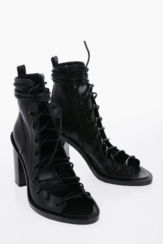 Ann Demeulemeester Leather Lace-Up Ankle Boots With Side Zip 9Cm