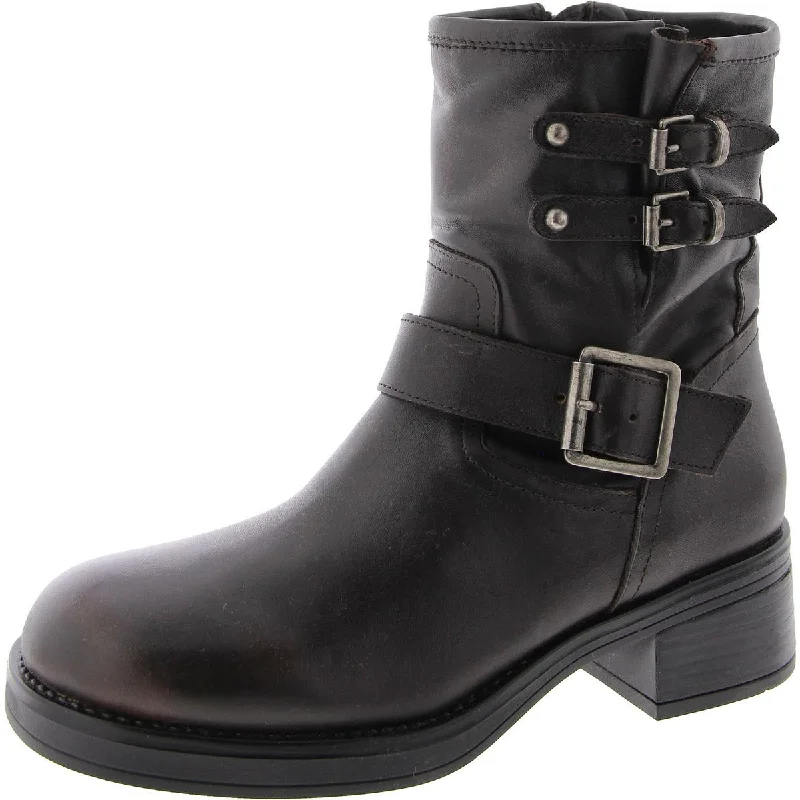 Archie Womens Block Heel Side Zipper Motorcycle Boots