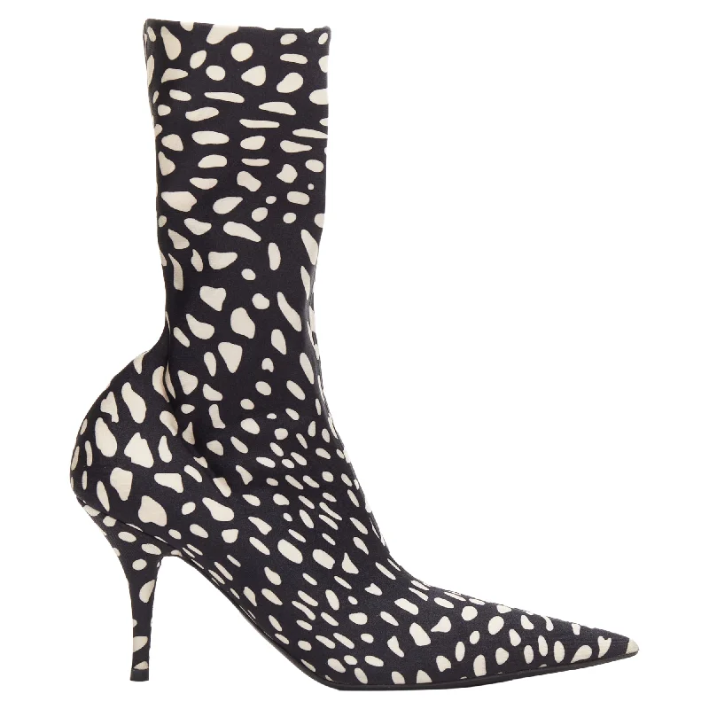 Balenciaga knitife spotted animal print lycra pointed sock boots