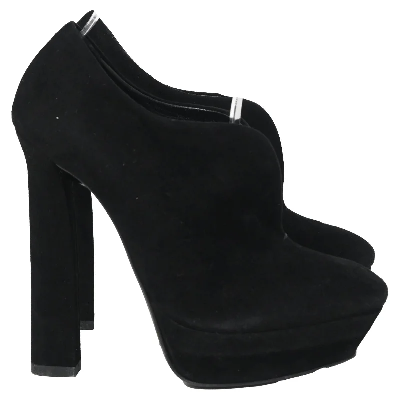 Bottega Veneta Open Platform Ankle Boots in Black Suede