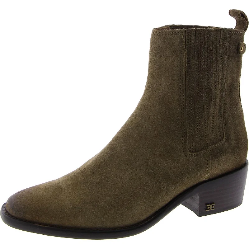 Bronson Womens Suede Pull On Ankle Boots