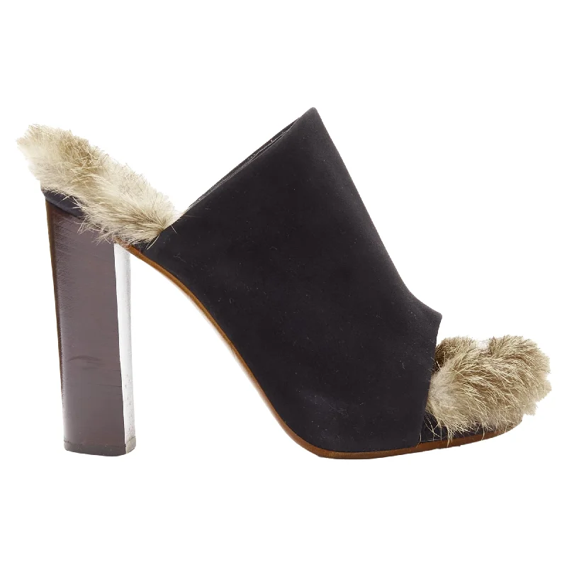 Celine Phoebe Philo suede fur mules