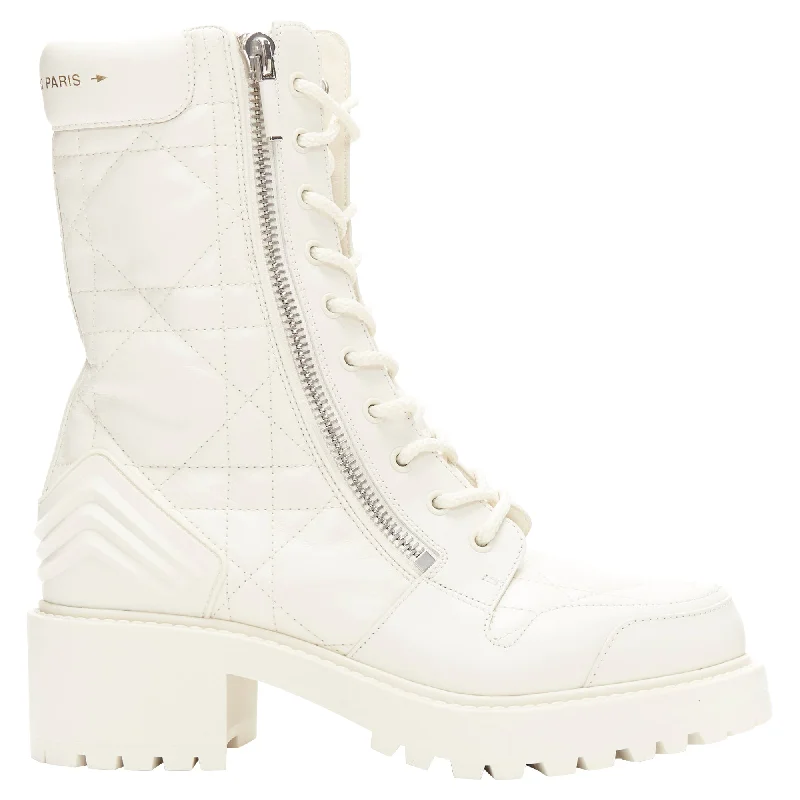 Christian Dior d-leader cannage quilted leather ankle boots