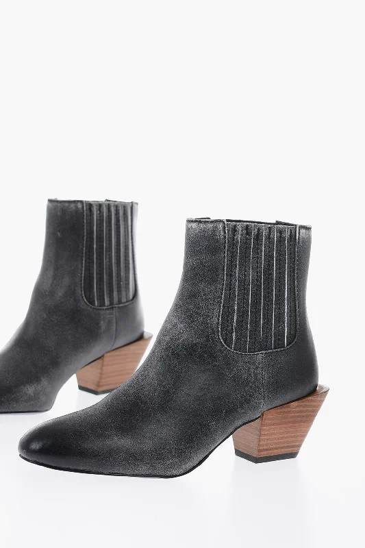 Diesel 7Cm Contrasting Heel Leather D-Texanne Ch Wester Boots