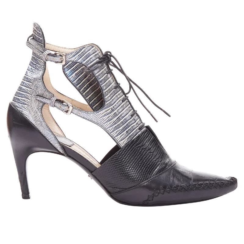 Dior Raf Simons Metallic Scale Embossed Cut Out Booties