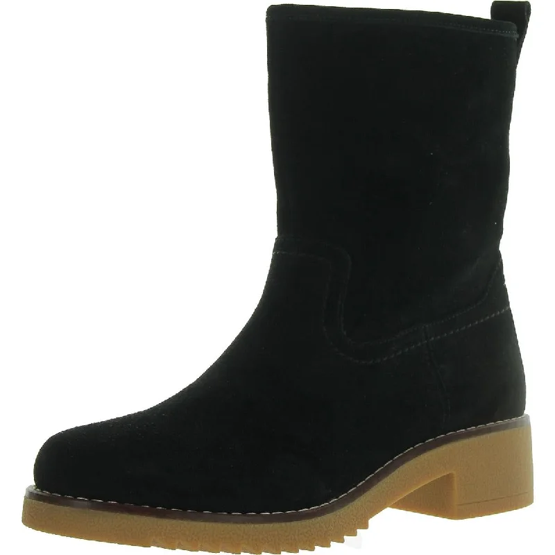 Eden Mid Hi Womens Suede Round Toe Mid-Calf Boots